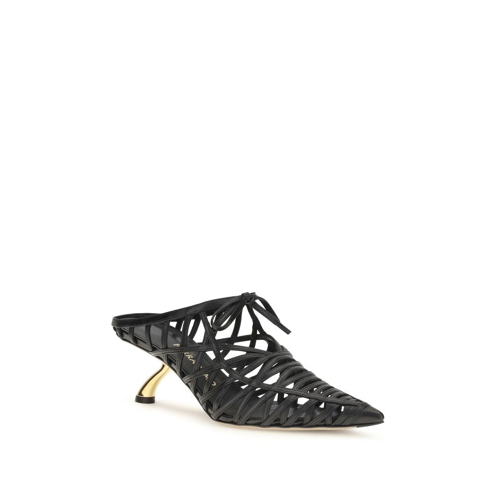Ferragamo Black S Sculpted Heel Mules schwarz