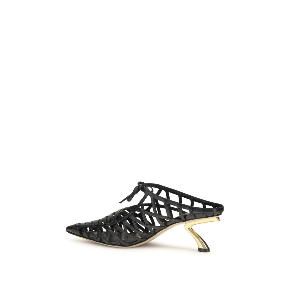 Ferragamo Black S Sculpted Heel Mules schwarz