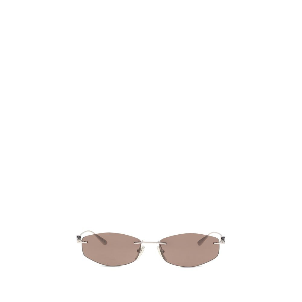Balenciaga Silver Geometric Oval Sunglasses