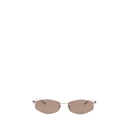 Balenciaga Silver Geometric Oval Sunglasses