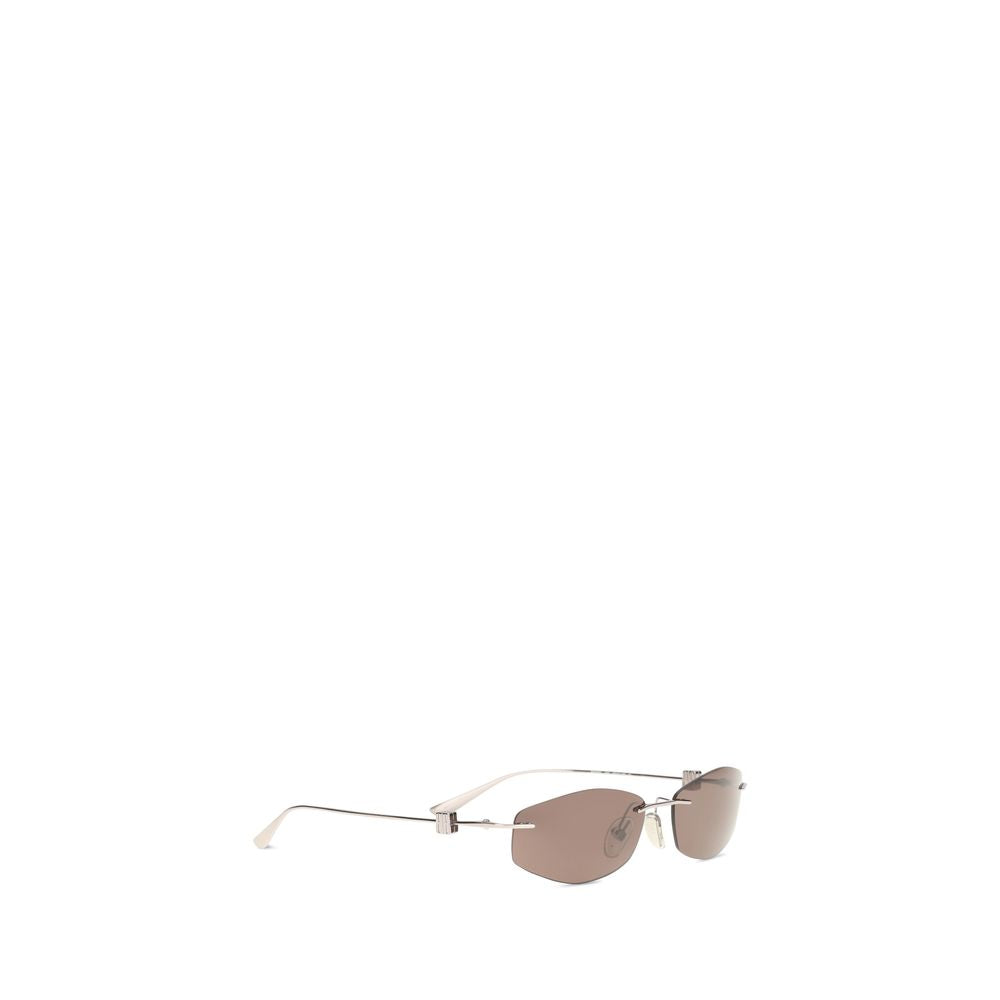 Balenciaga Silver Geometric Oval Sunglasses