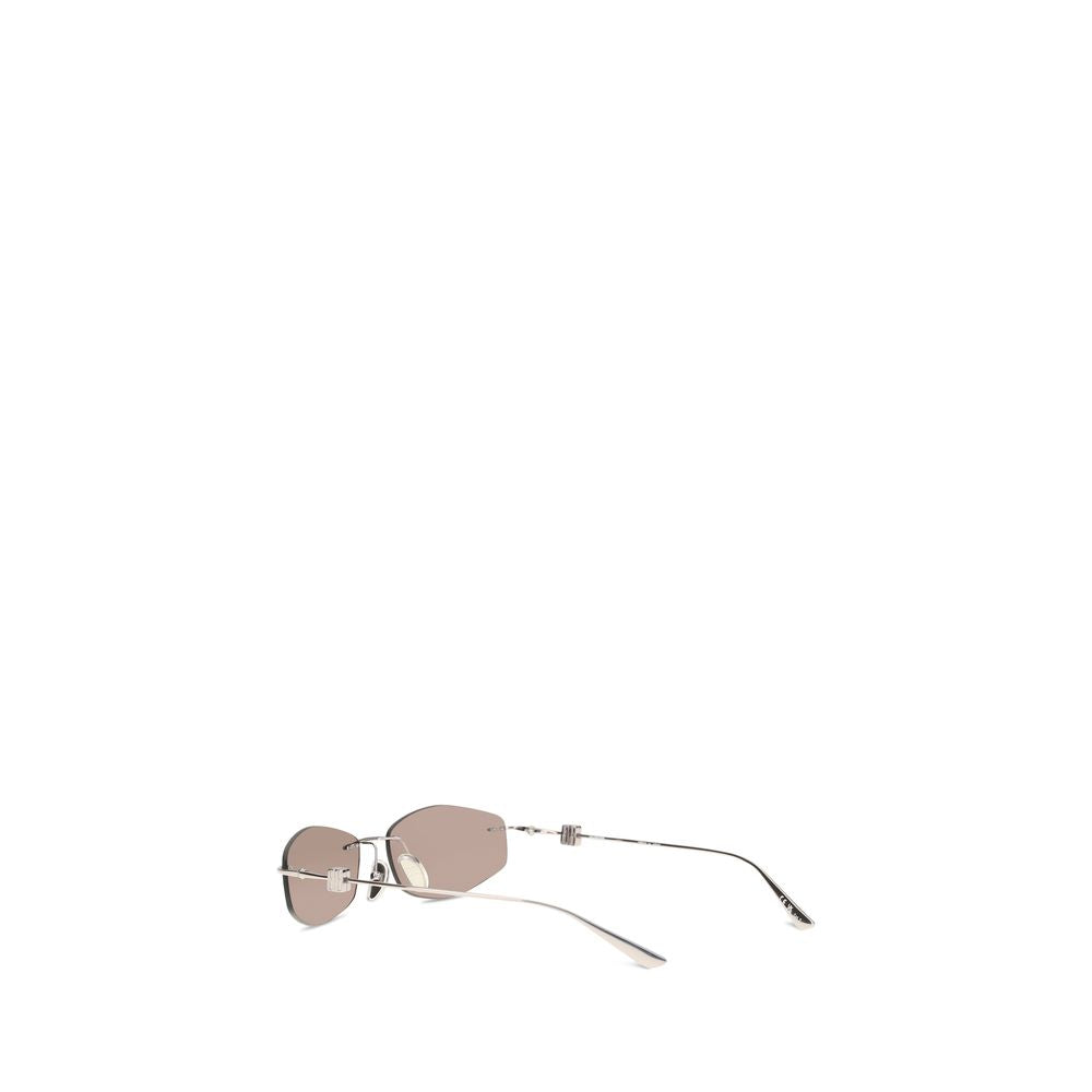 Balenciaga Silver Geometric Oval Sunglasses