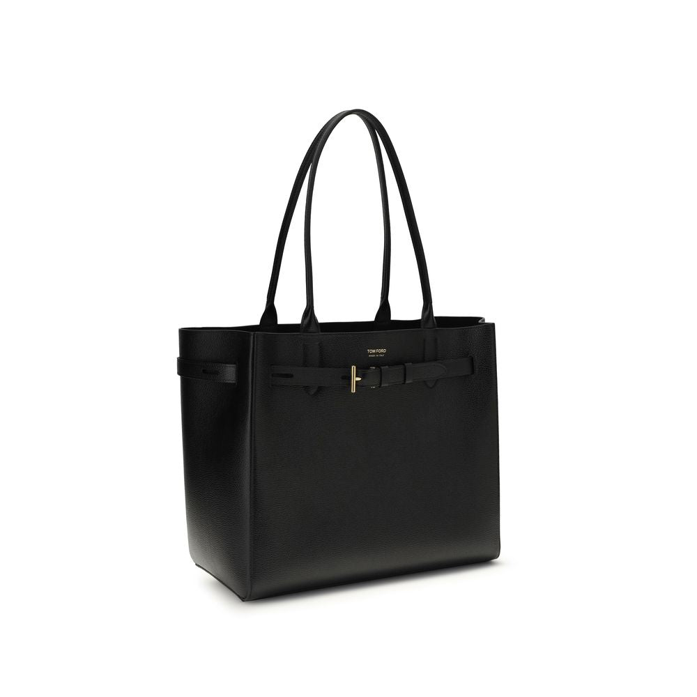 Tom Ford Black Calf Leather Bos Taurus Shoulder Bag Curated Luxury Accessories by Orvyn
