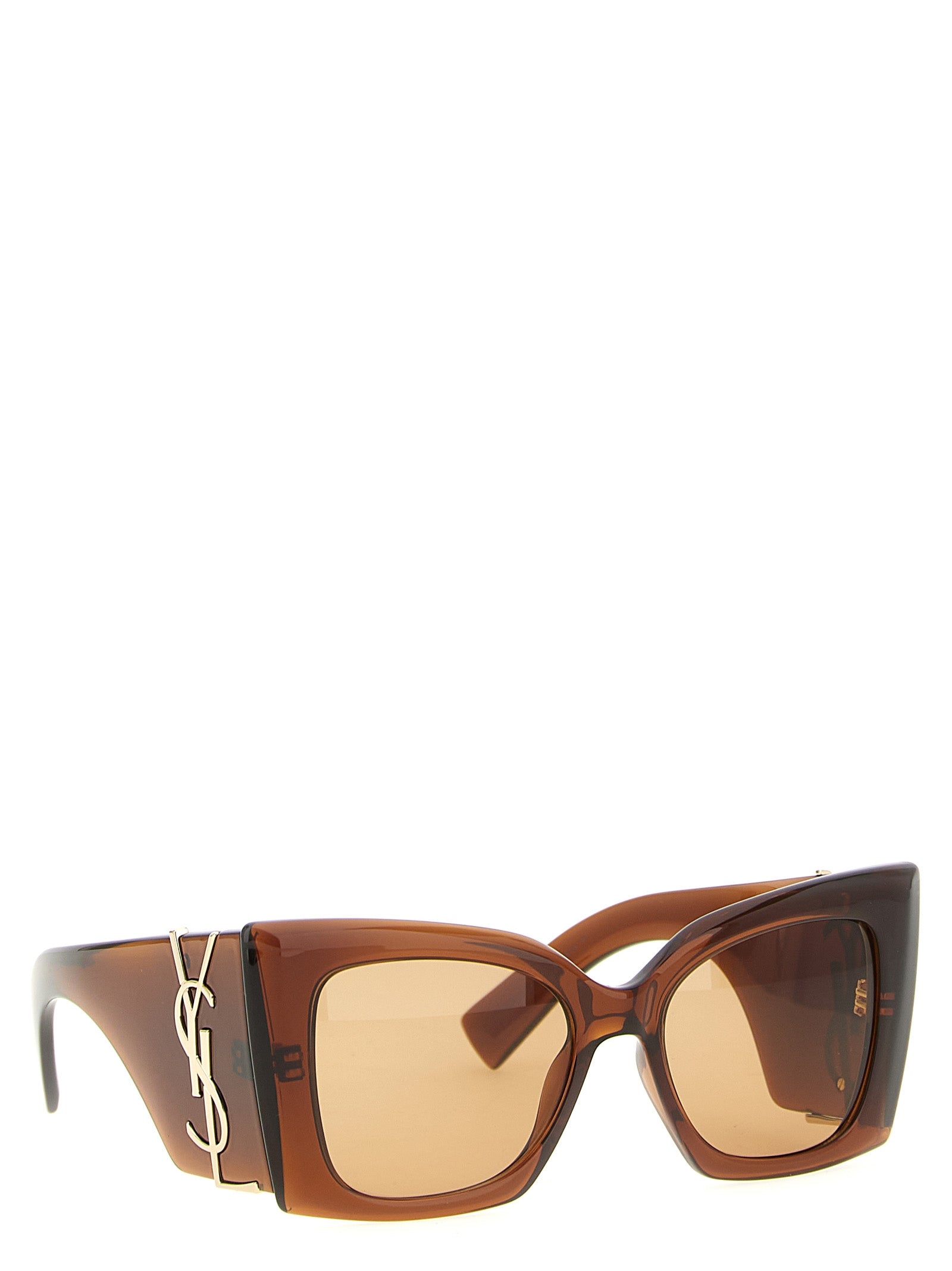 Saint Laurent Brown 'Sl M119 Blaze Crystal' Oversized Sunglasses braun