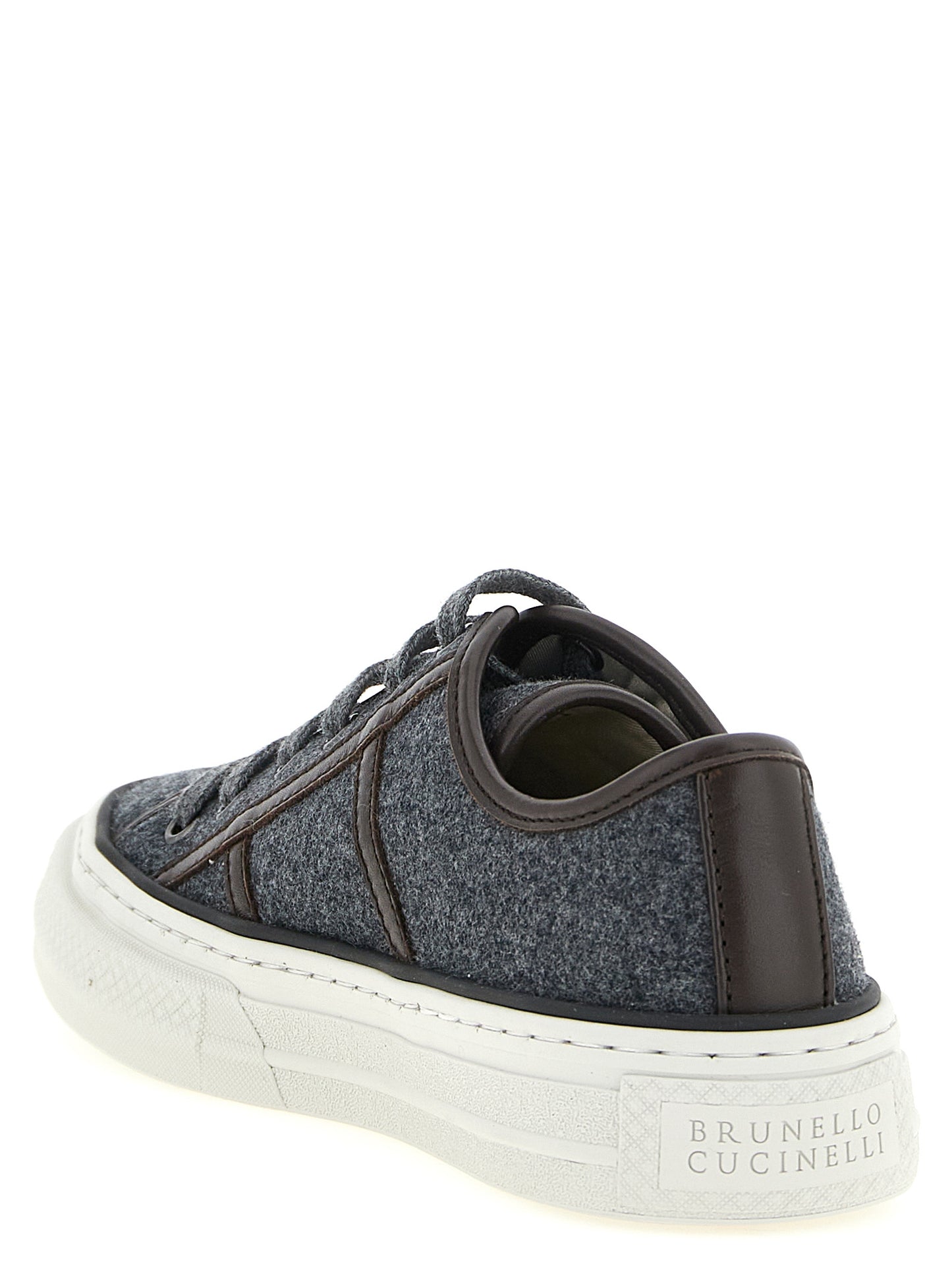 Brunello Cucinelli Gray Virgin Wool Low Top Sneakers grau