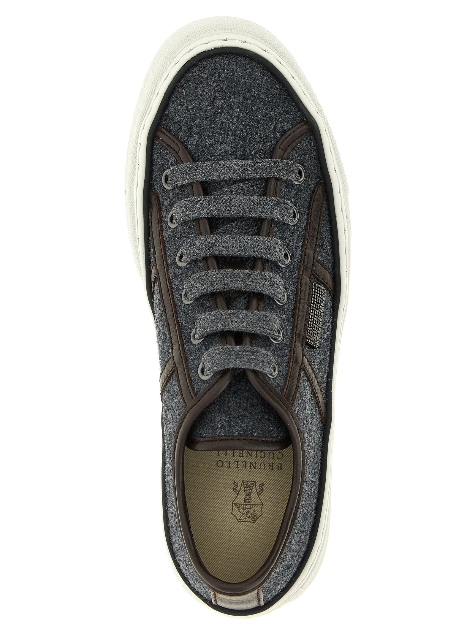 Brunello Cucinelli Gray Virgin Wool Low Top Sneakers grau