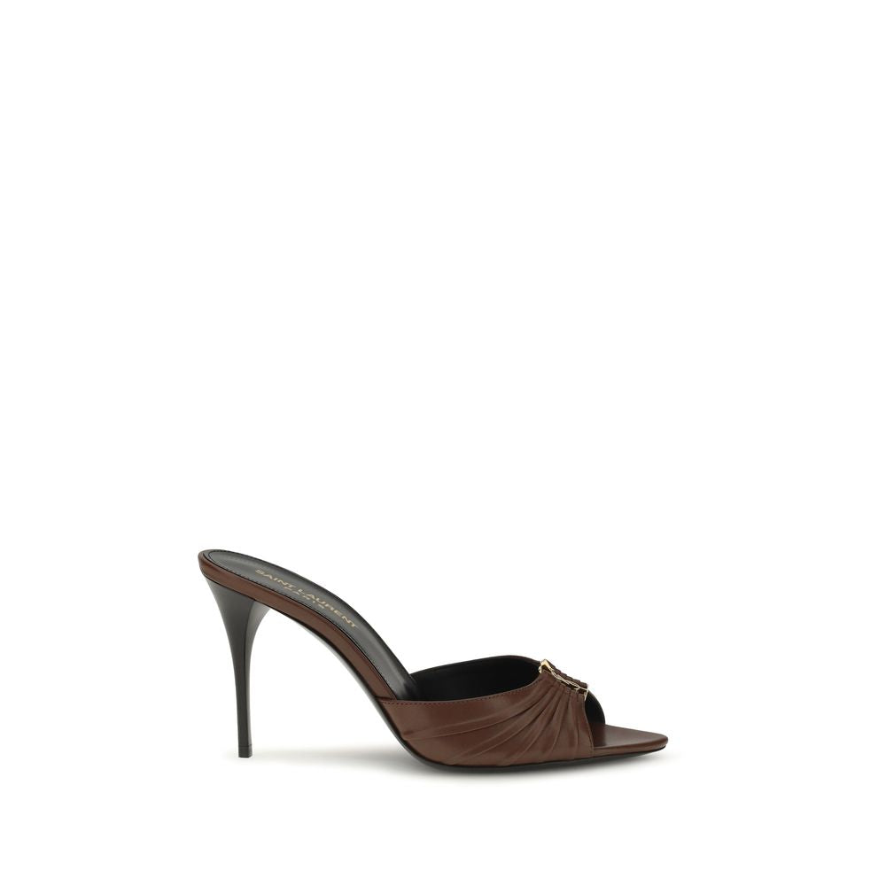 Saint Laurent Brown Babylone Smooth Leather Mules Mini Pumps braun