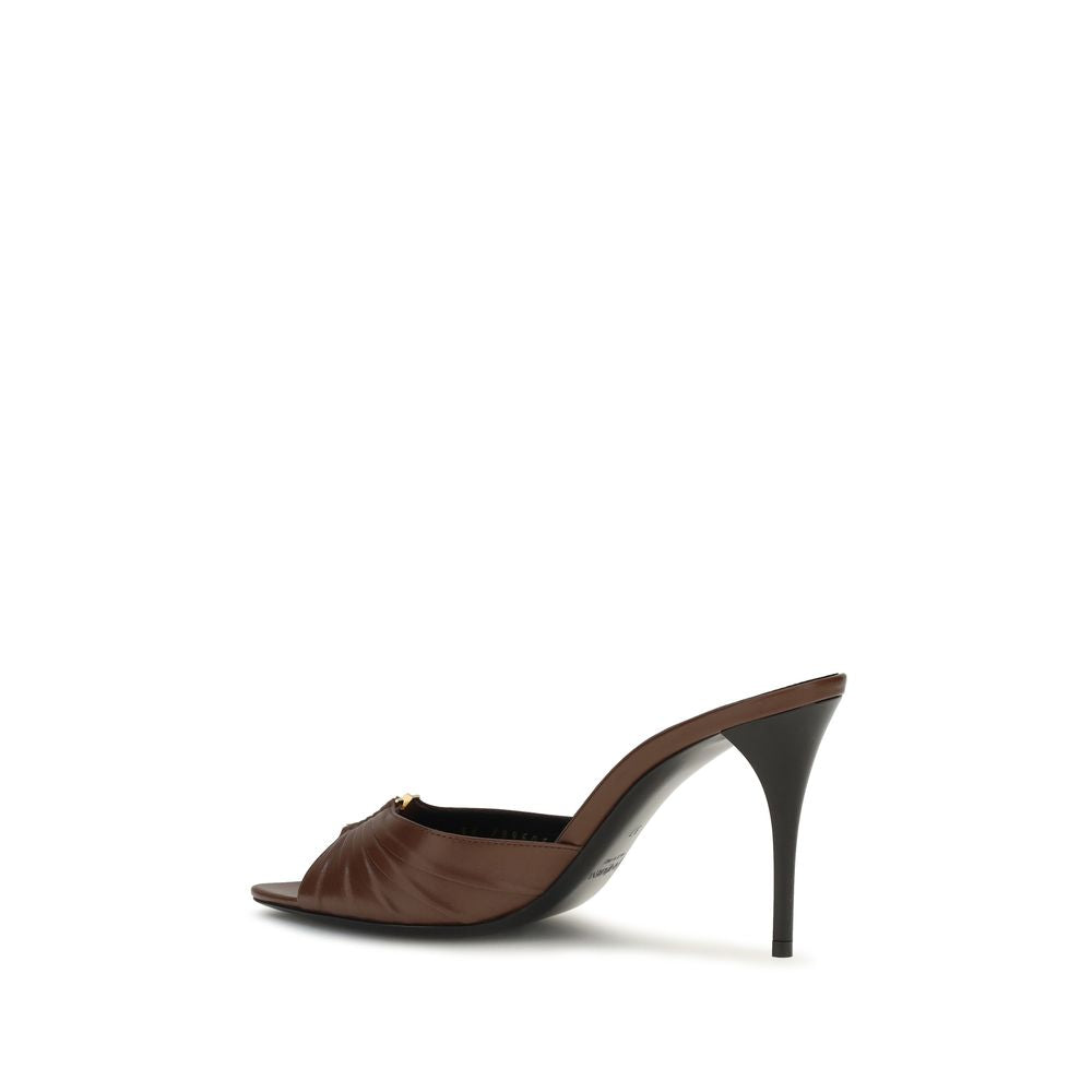Saint Laurent Brown Babylone Smooth Leather Mules Mini Pumps braun