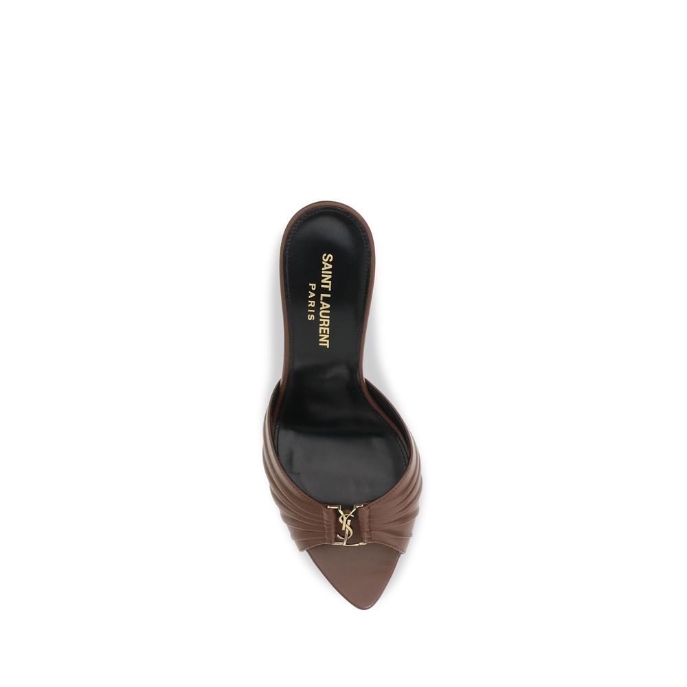 Saint Laurent Brown Babylone Smooth Leather Mules Mini Pumps braun