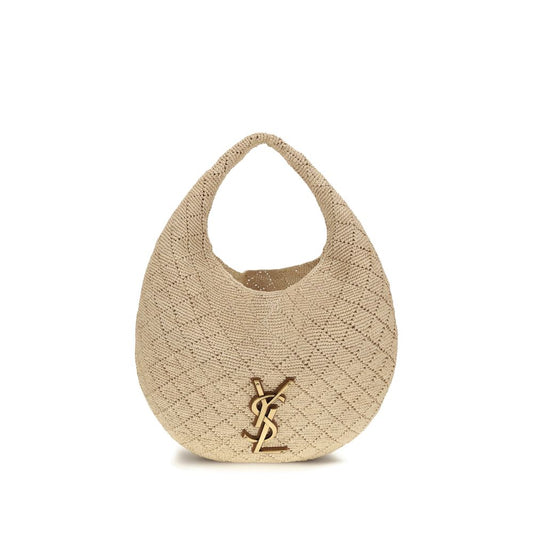 Saint Laurent Beige Icare Hobo Bag In Raffia Shoulder
