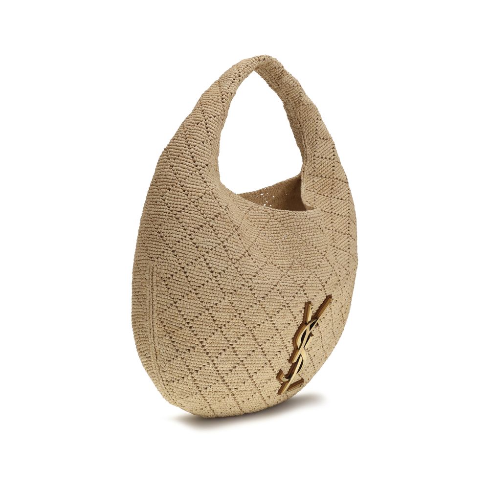 Saint Laurent Beige Icare Hobo Bag In Raffia Shoulder
