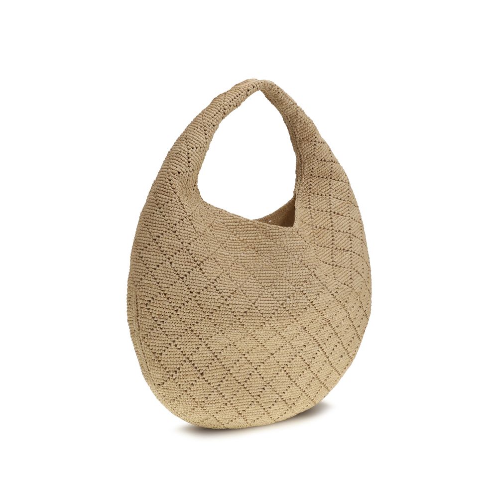 Saint Laurent Beige Icare Hobo Bag In Raffia Shoulder