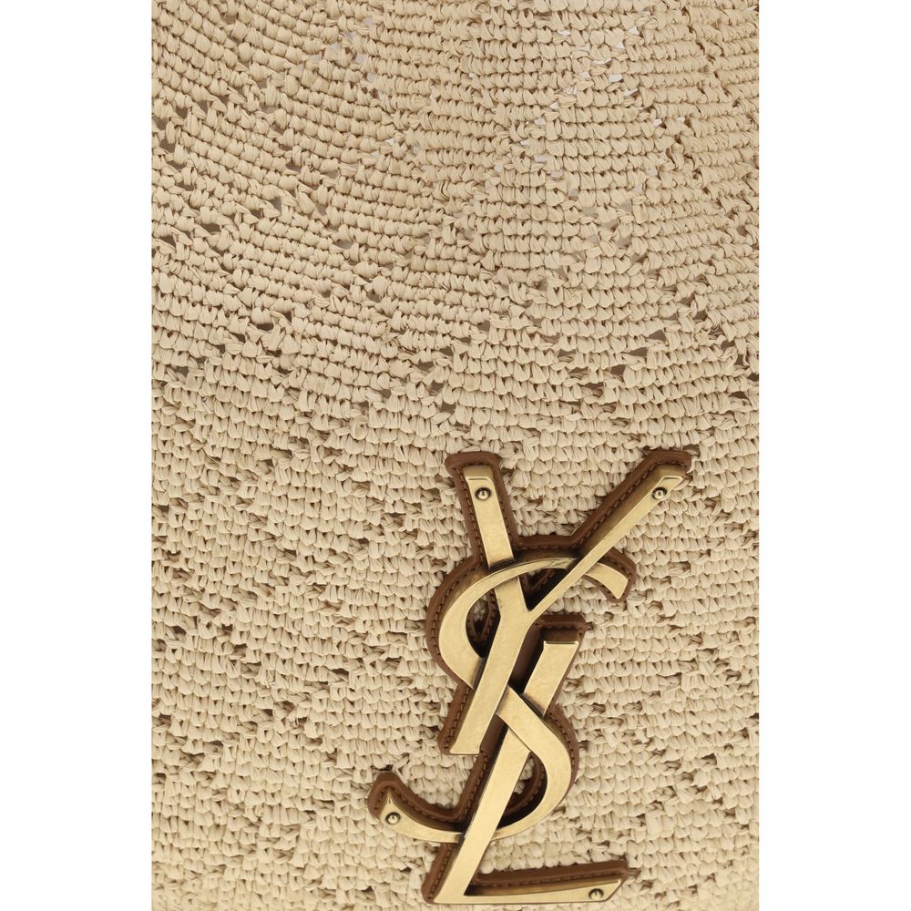 Saint Laurent Beige Icare Hobo Bag In Raffia Shoulder