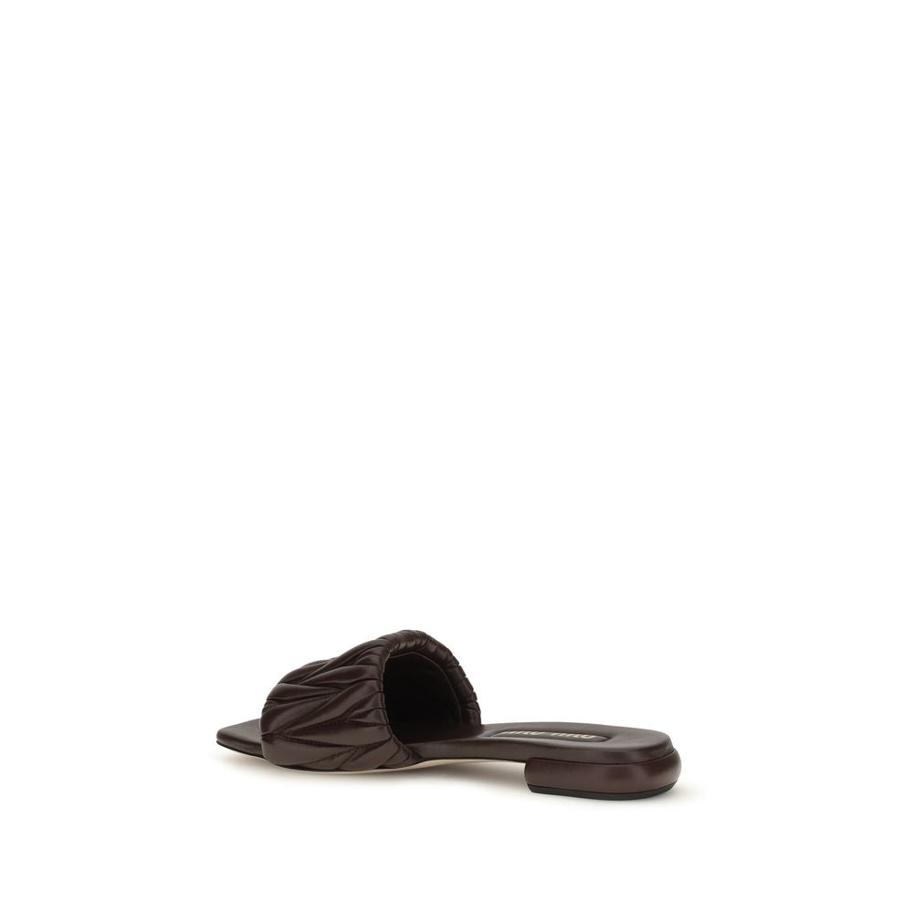 Miu Brown Matelassé Nappa Leather Sandals braun