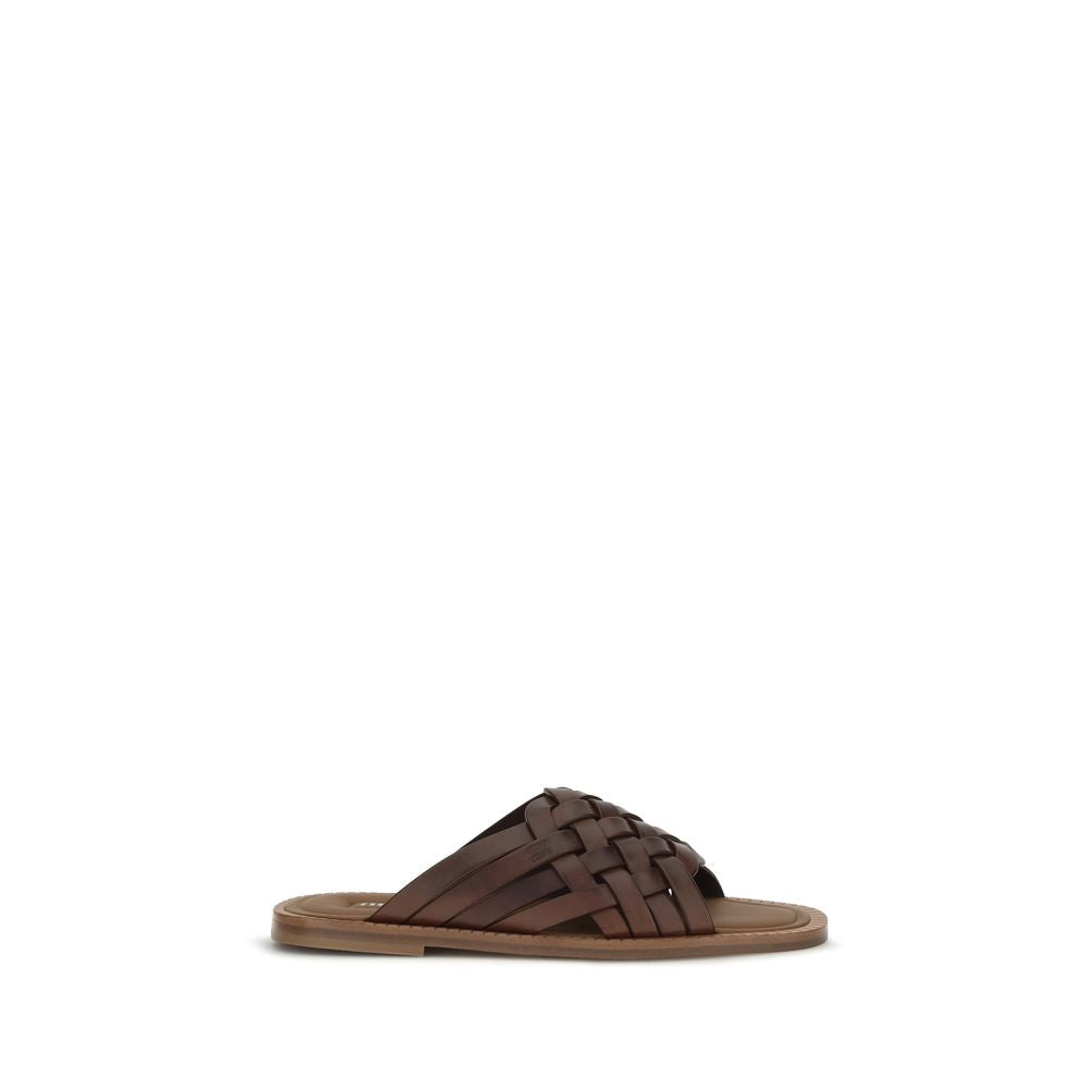 Miu Brown Leather Sandals braun