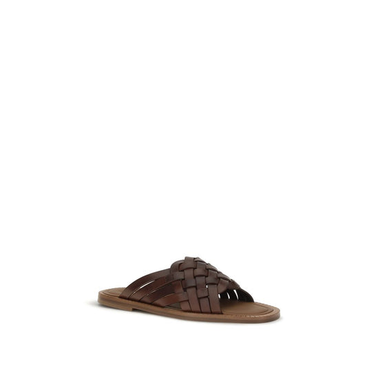 Miu Brown Leather Sandals braun