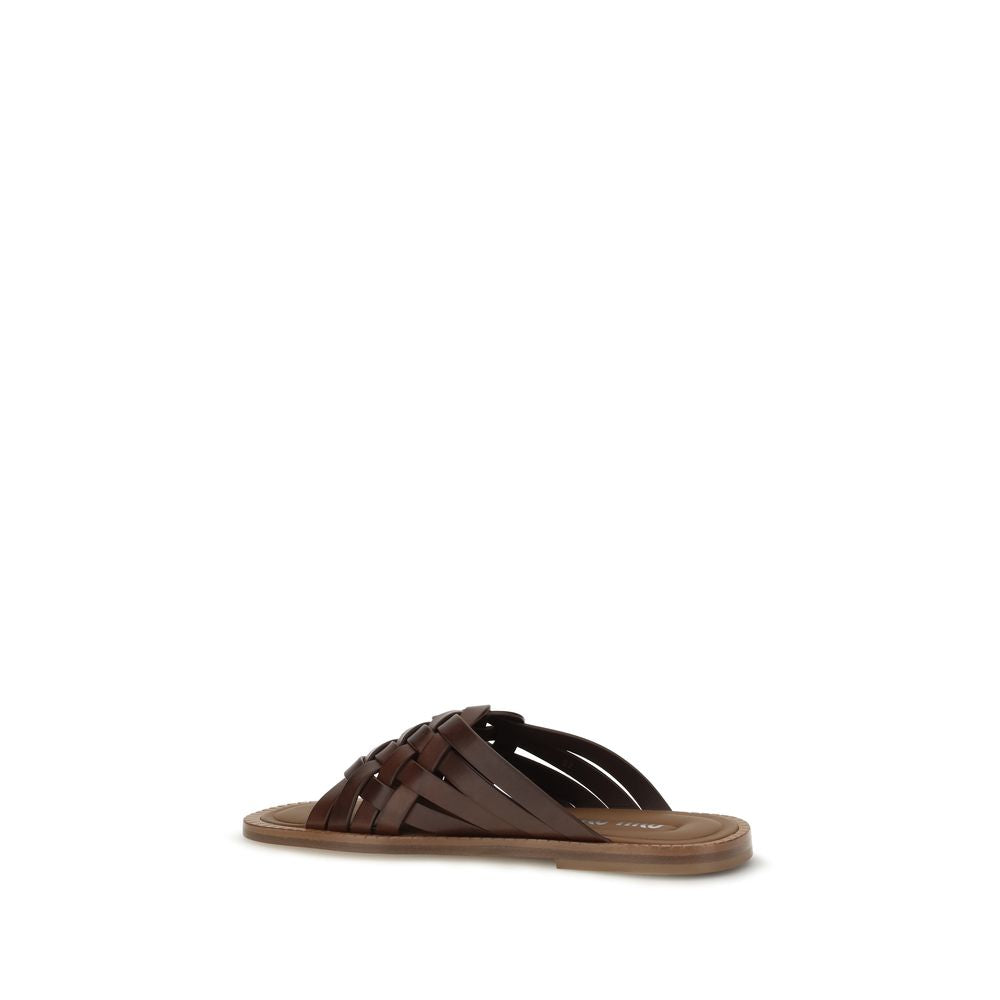 Miu Brown Leather Sandals braun