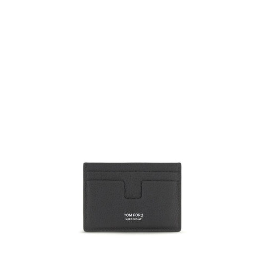Tom Ford Black Leather Card Holder Mini Wallet schwarz