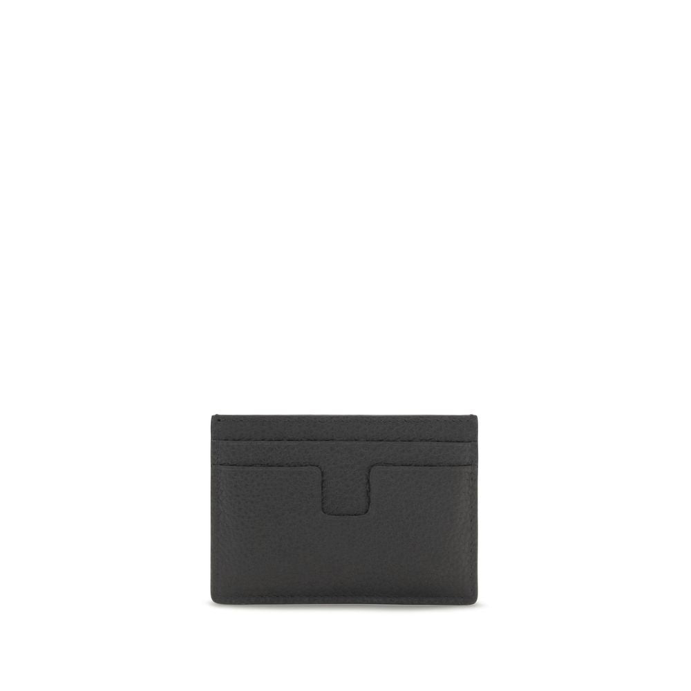 Tom Ford Black Leather Card Holder Mini Wallet schwarz