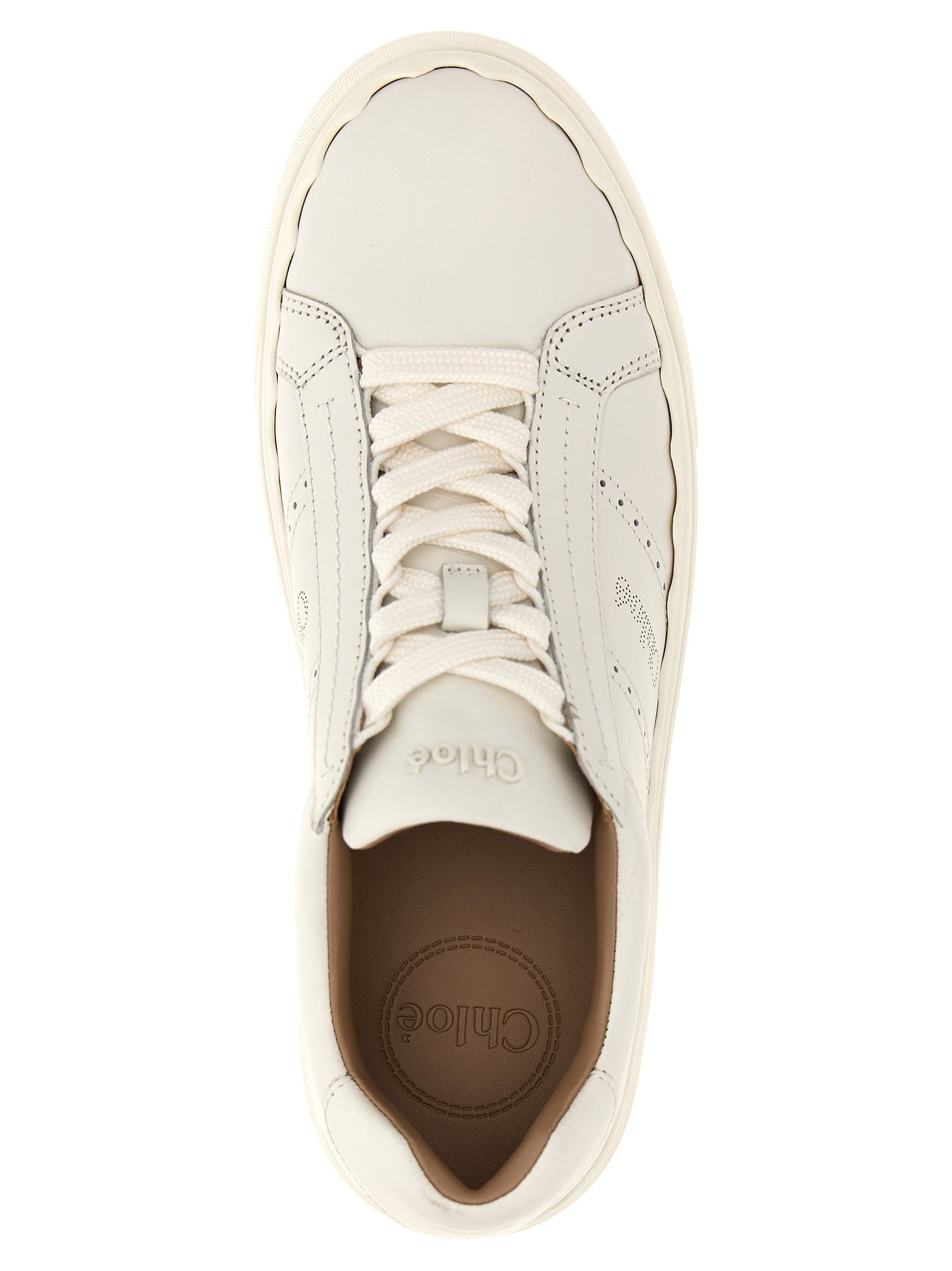 Chloé White Leather Low Top Sneakers weiss