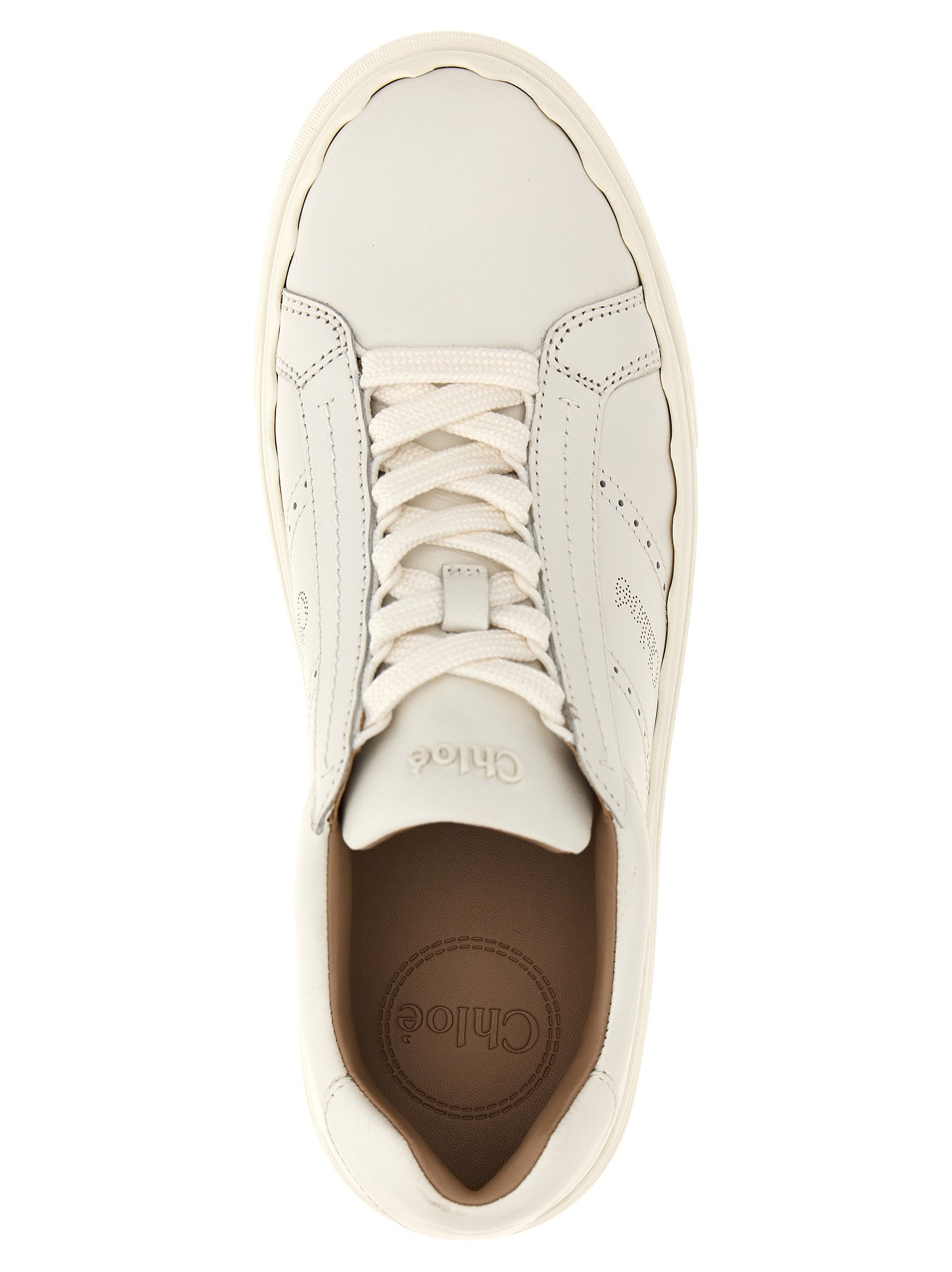 Chloé White Leather Low Top Sneakers weiss