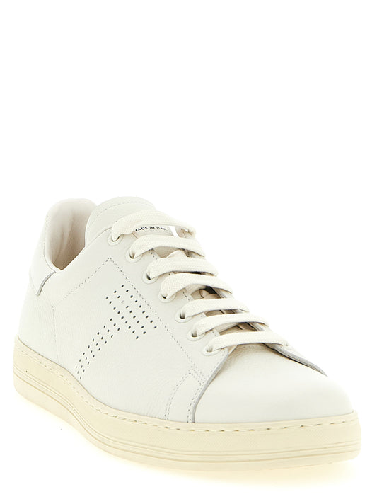 Tom Ford White Leather Low Top Sneakers weiss