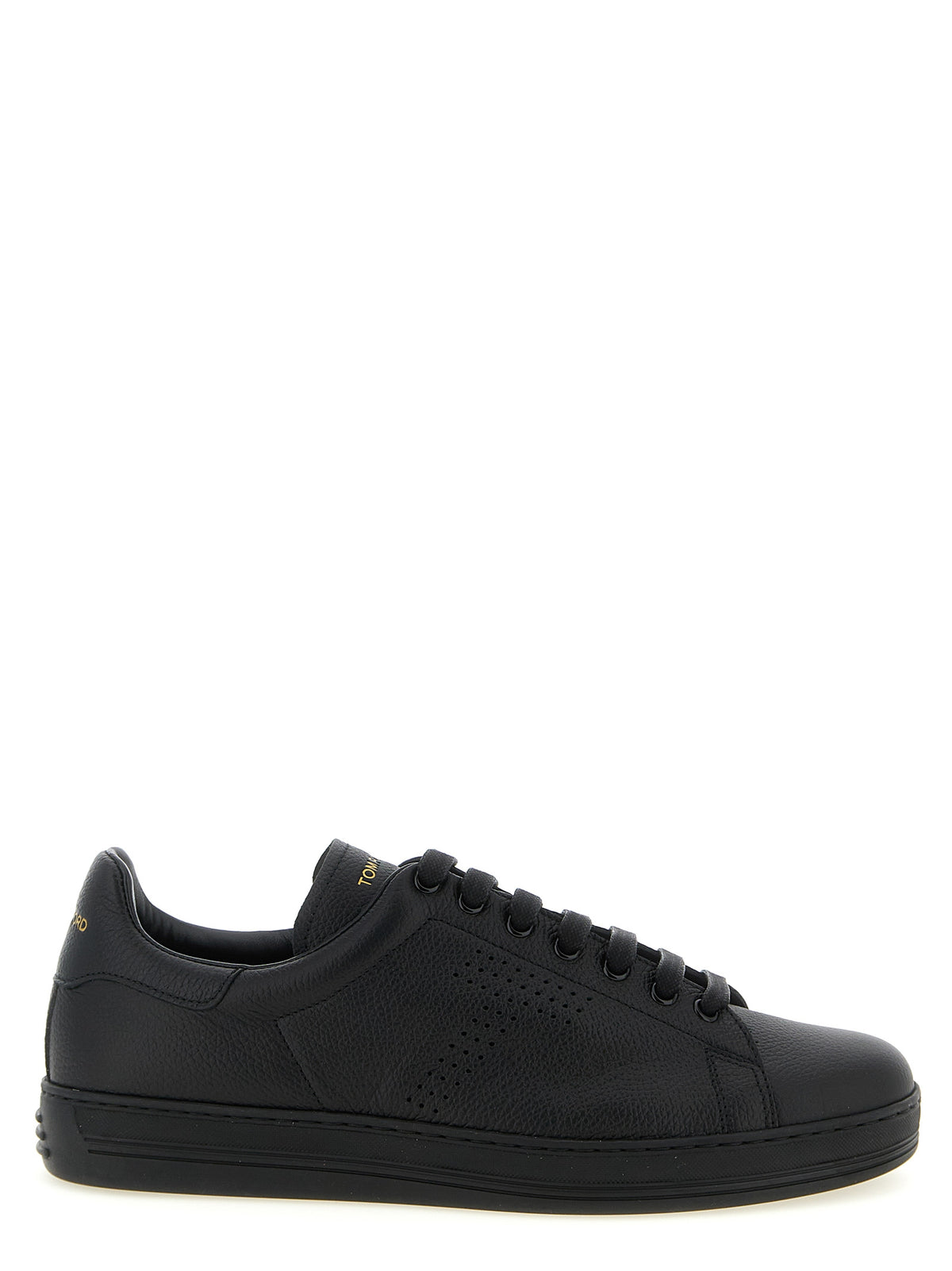 Tom Ford Black Leather Low Top Sneakers schwarz