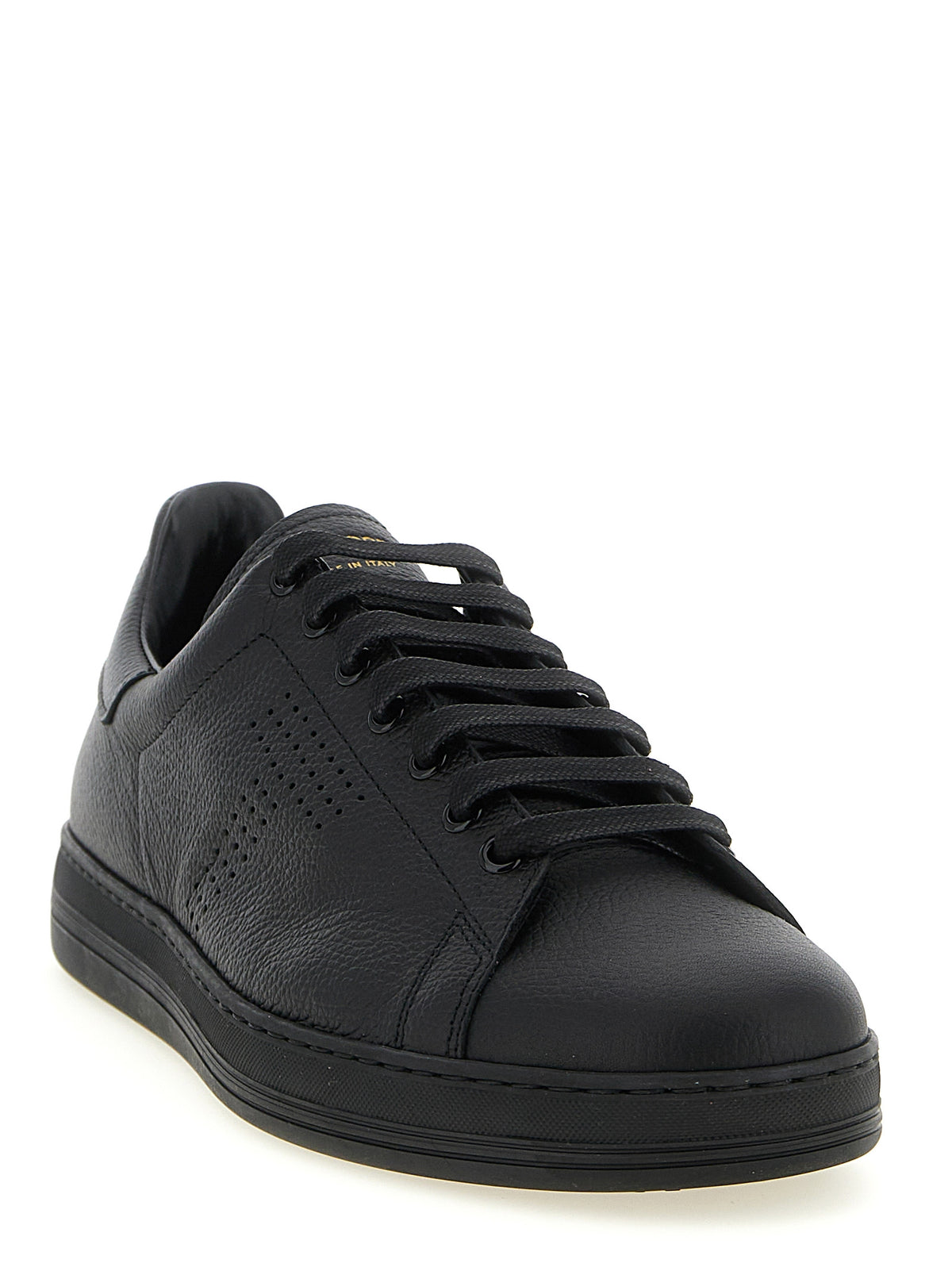 Tom Ford Black Leather Low Top Sneakers schwarz