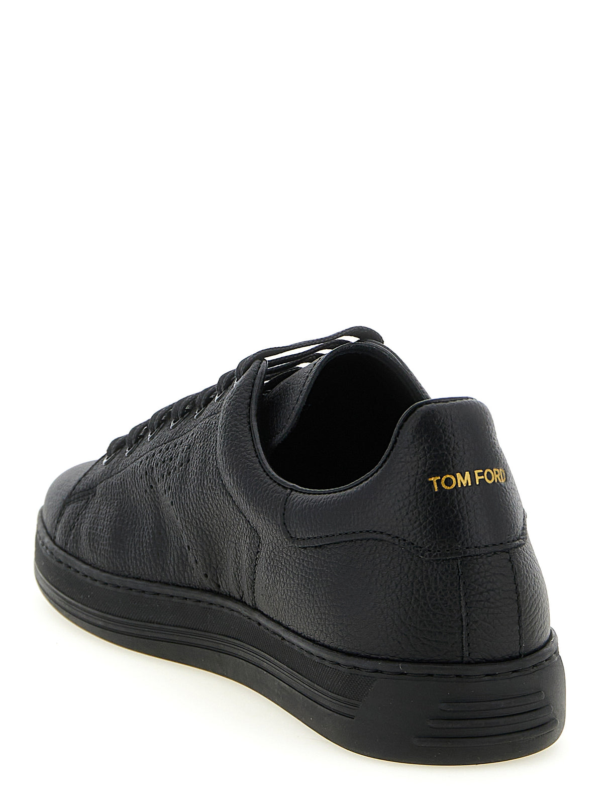 Tom Ford Black Leather Low Top Sneakers schwarz