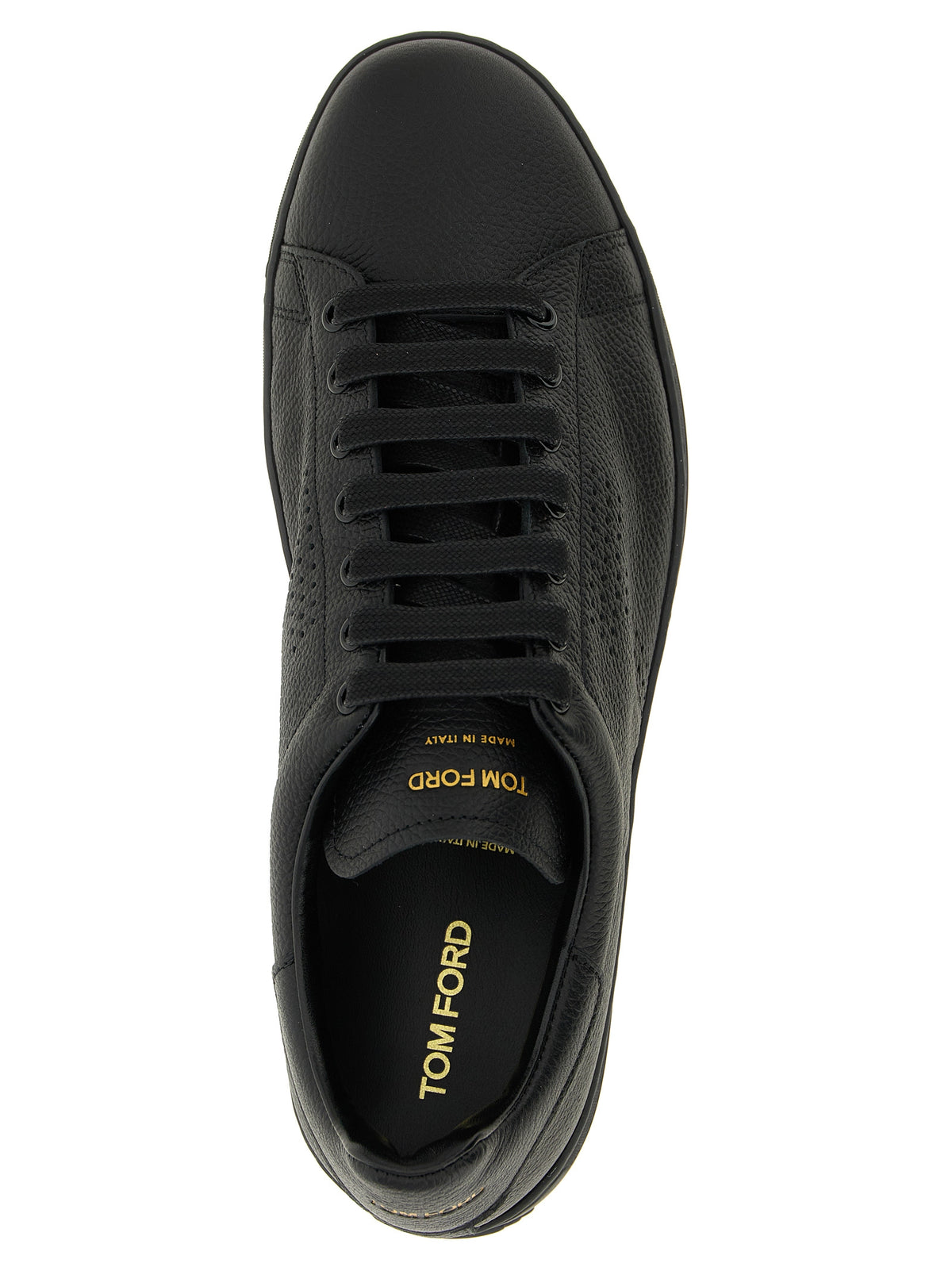 Tom Ford Black Leather Low Top Sneakers schwarz