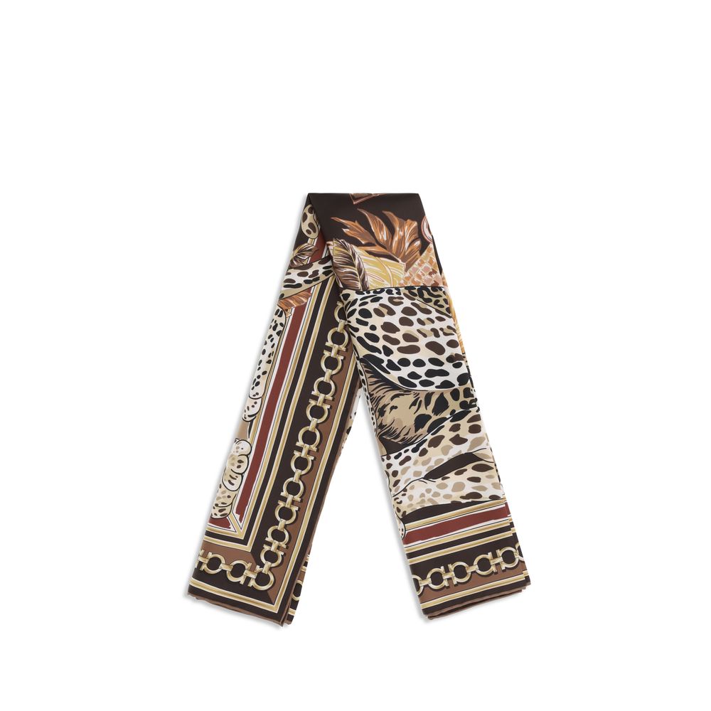 Ferragamo Multicolor Leopard-Print Silk Scarf Foulard