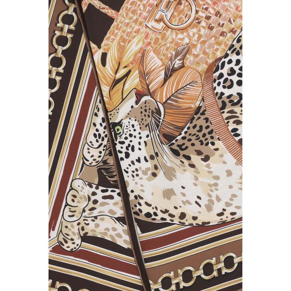 Ferragamo Multicolor Leopard-Print Silk Scarf Foulard