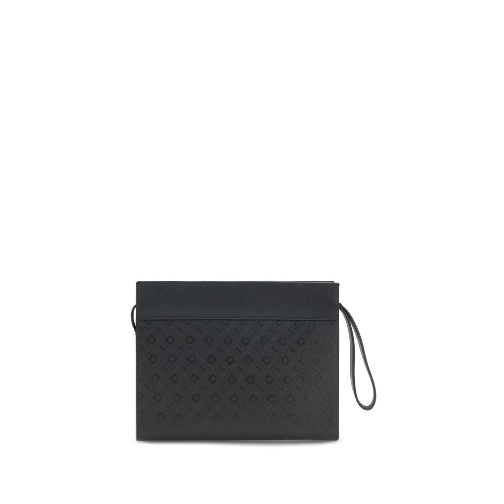 Ferragamo Black Monogram Pouch Handbag schwarz