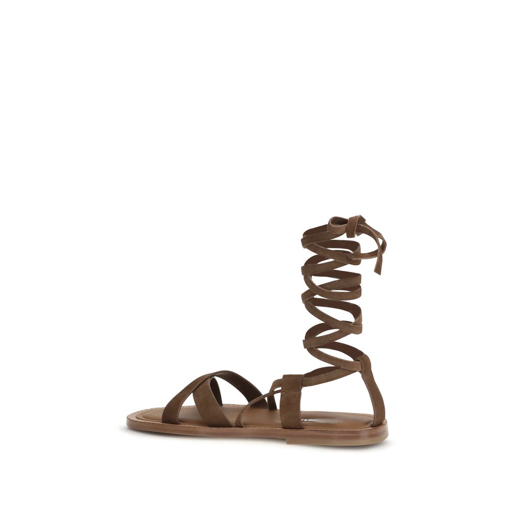 Miu Brown Gladiator Leather Sandals braun