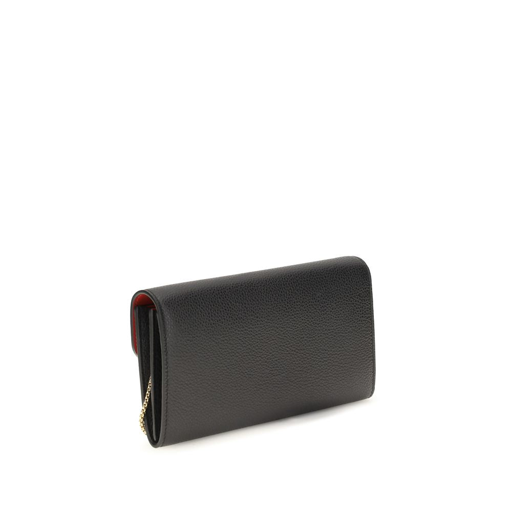 Ferragamo Black Gancini Wallet With Shoulder Strap schwarz