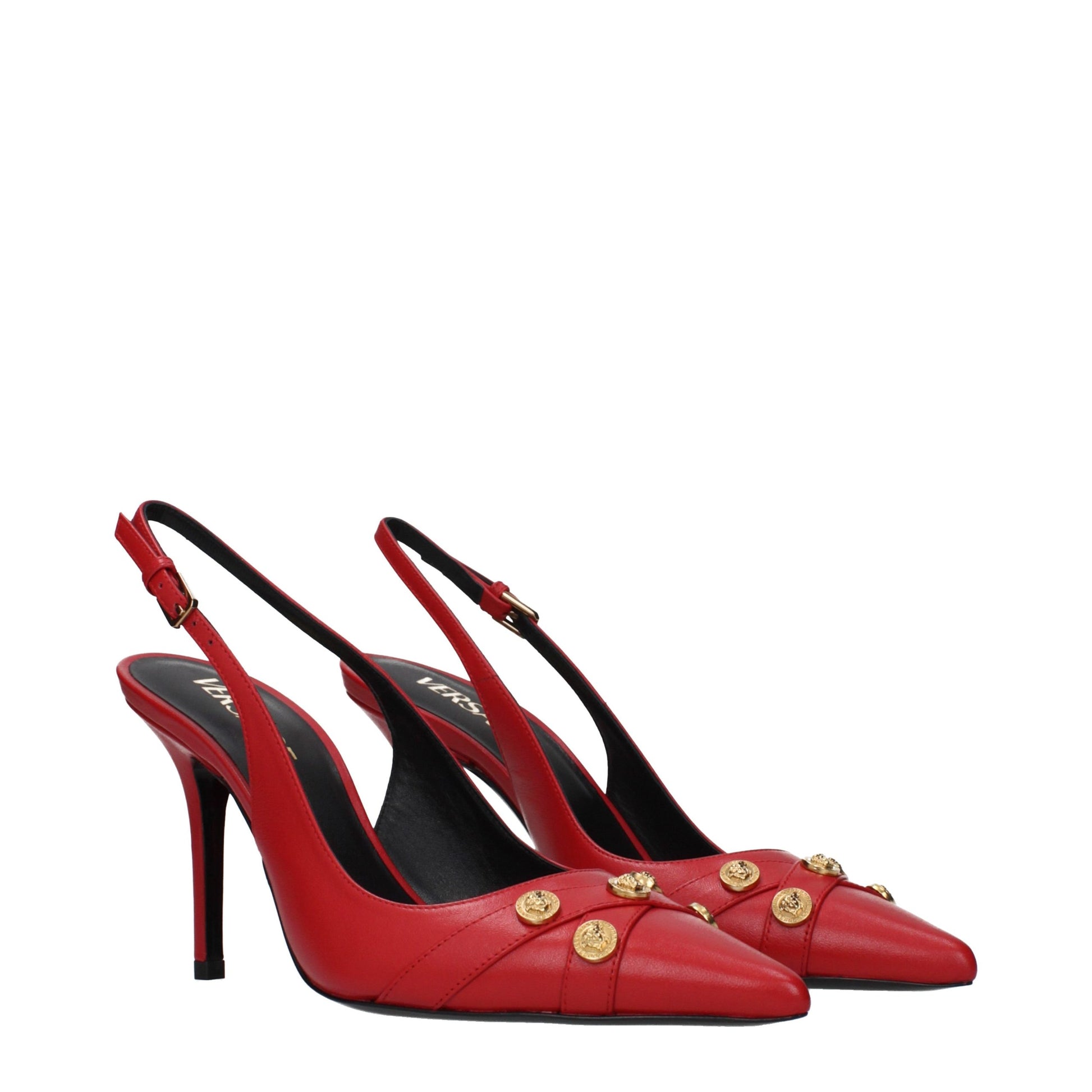 Versace Red Leather High Heel Pumps Curated Luxury Accessories by Orvyn