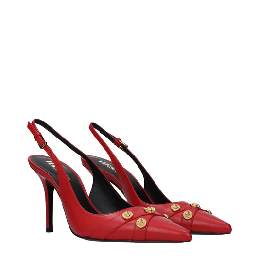 Versace Red Leather High Heel Pumps Curated Luxury Accessories by Orvyn