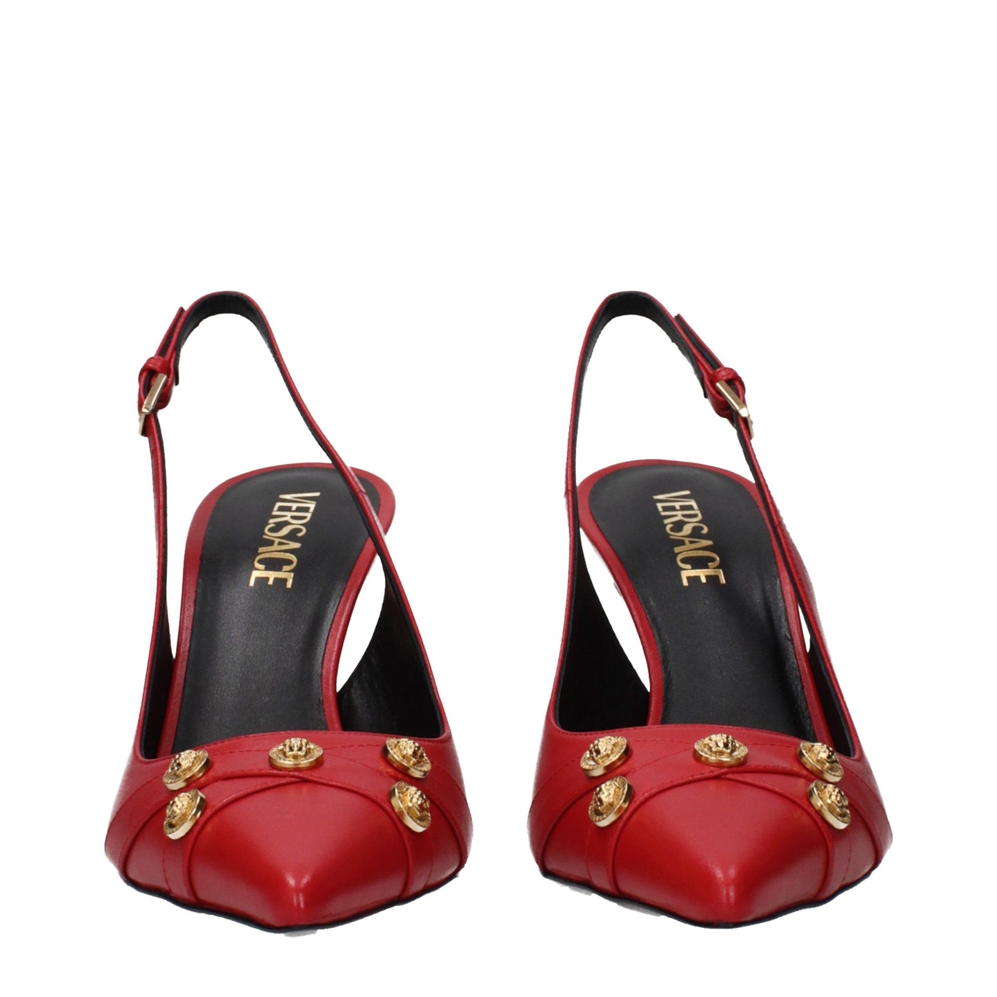Versace Red Leather High Heel Pumps Curated Luxury Accessories by Orvyn