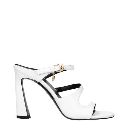 Versace White Leather Stiletto Heel Sandals weiss