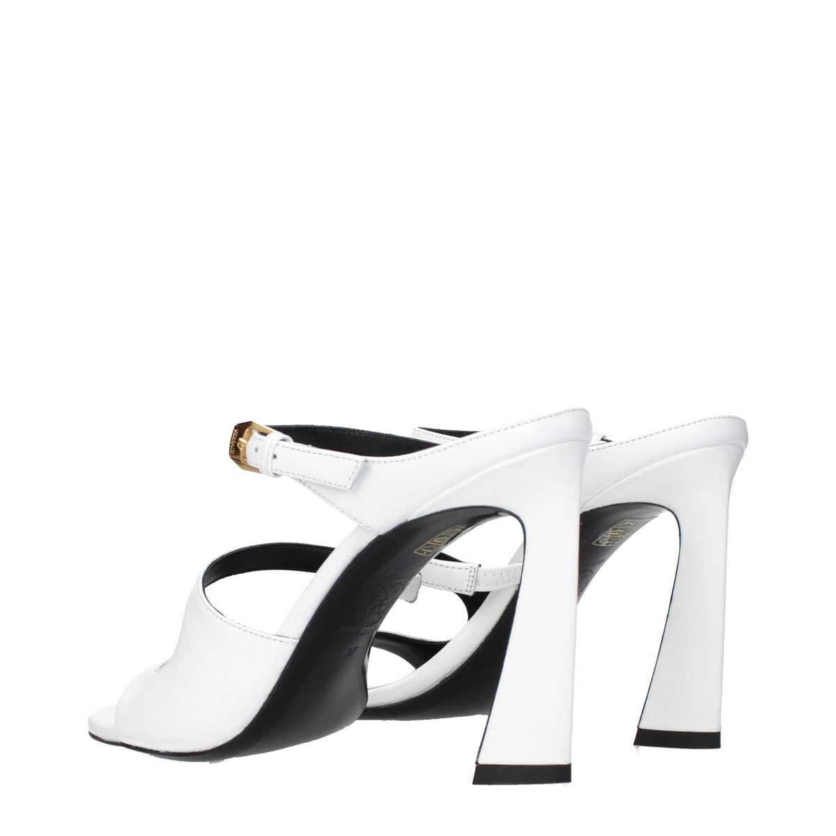 Versace White Leather Stiletto Heel Sandals weiss