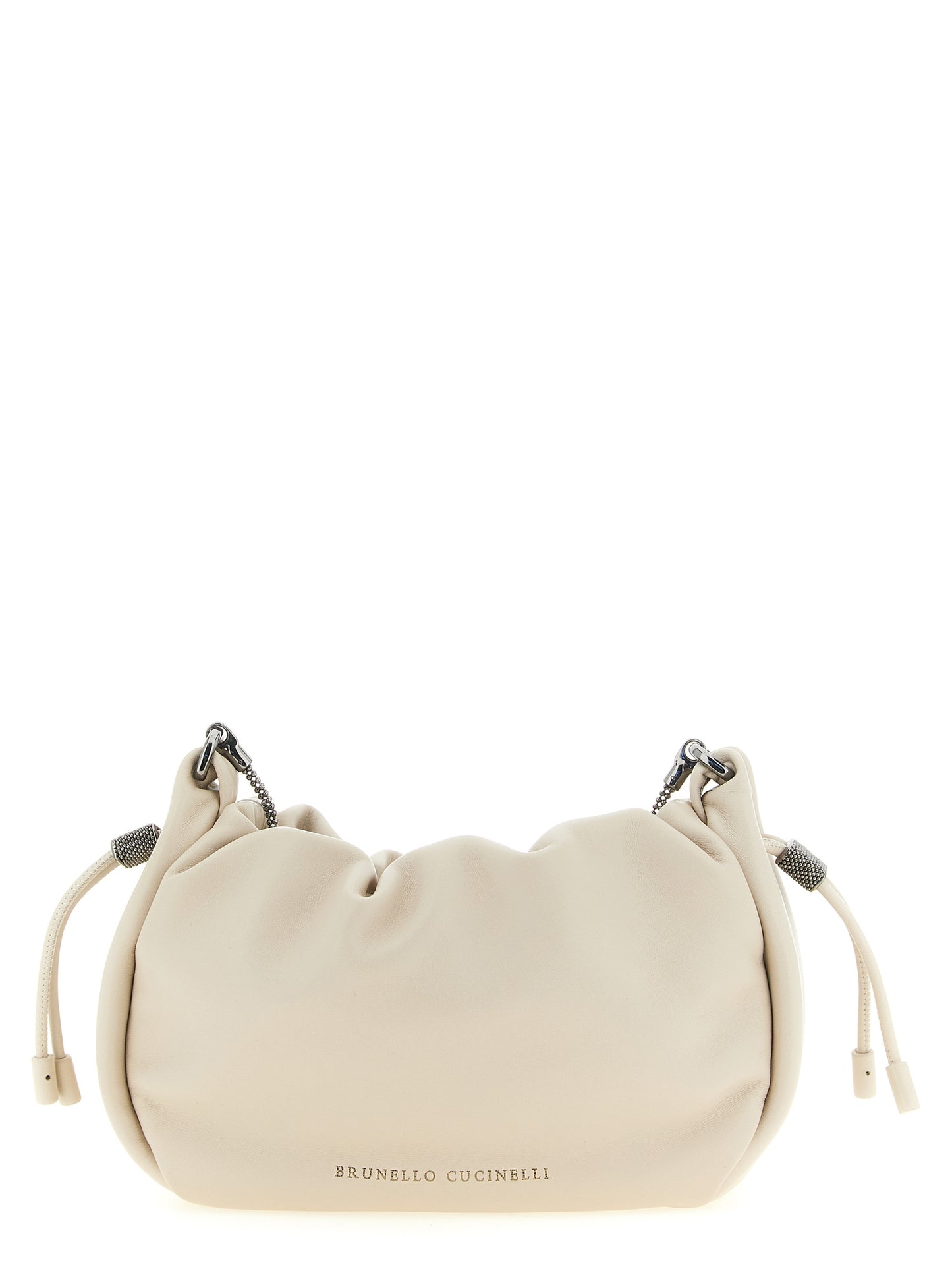 Brunello Cucinelli White 'Bucket Mellow' Mini Shoulder Bag weiss