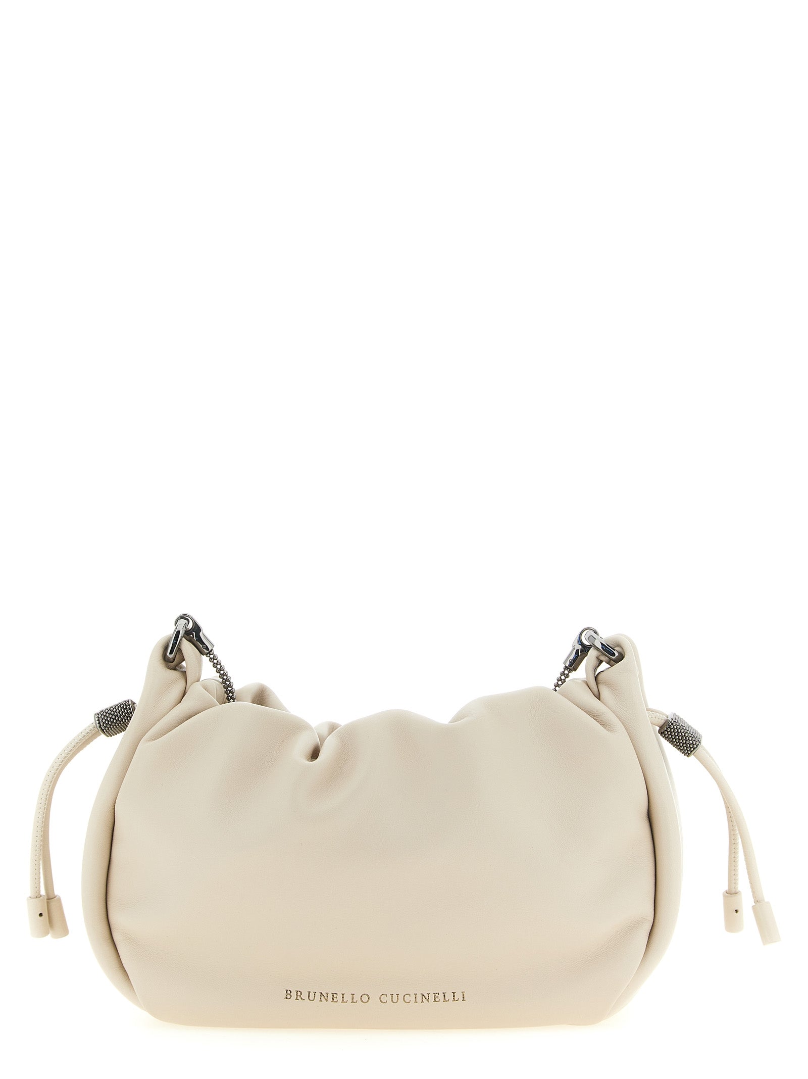 Brunello Cucinelli White 'Bucket Mellow' Mini Shoulder Bag weiss