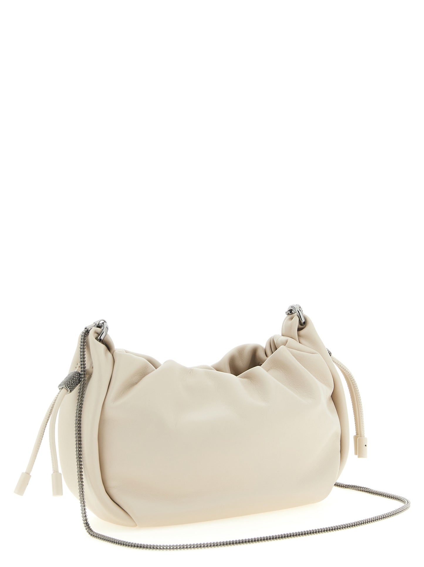 Brunello Cucinelli White 'Bucket Mellow' Mini Shoulder Bag weiss
