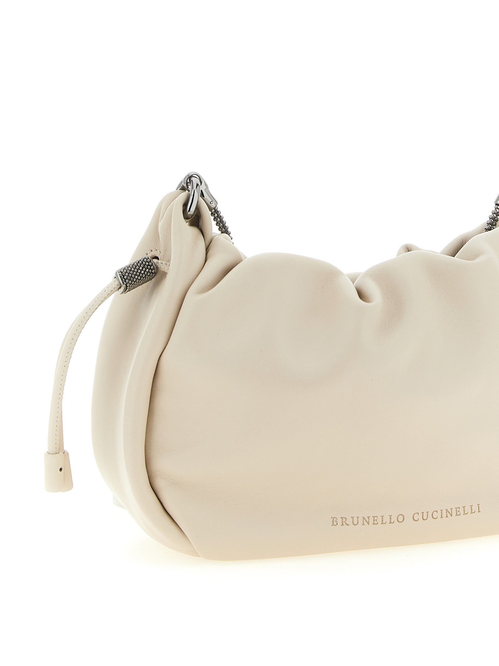 Brunello Cucinelli White 'Bucket Mellow' Mini Shoulder Bag weiss