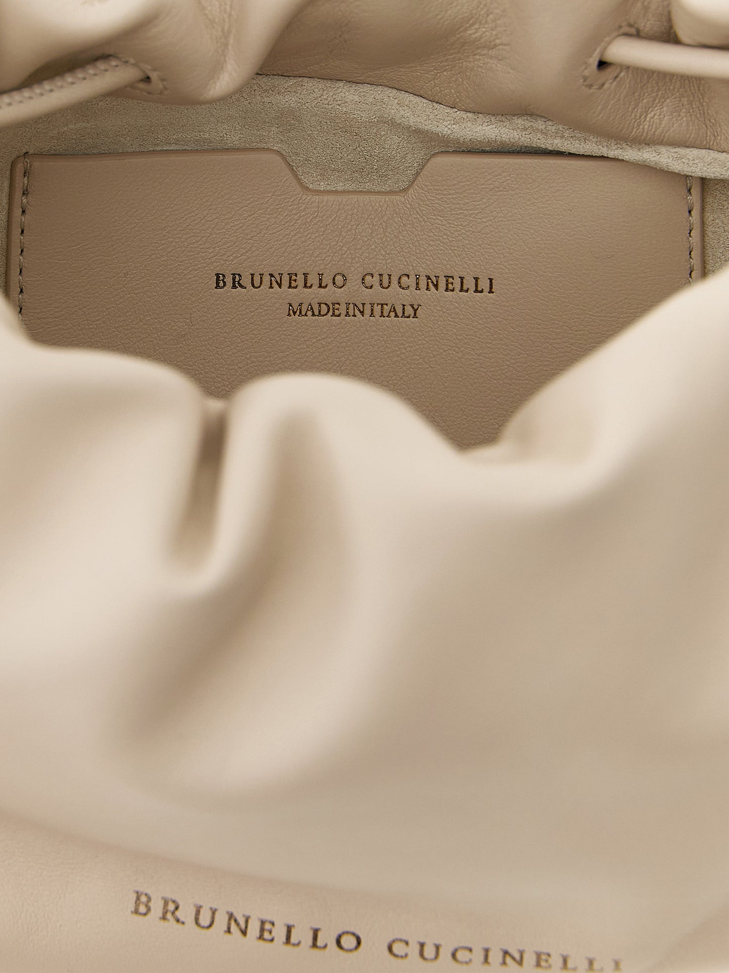 Brunello Cucinelli White 'Bucket Mellow' Mini Shoulder Bag weiss