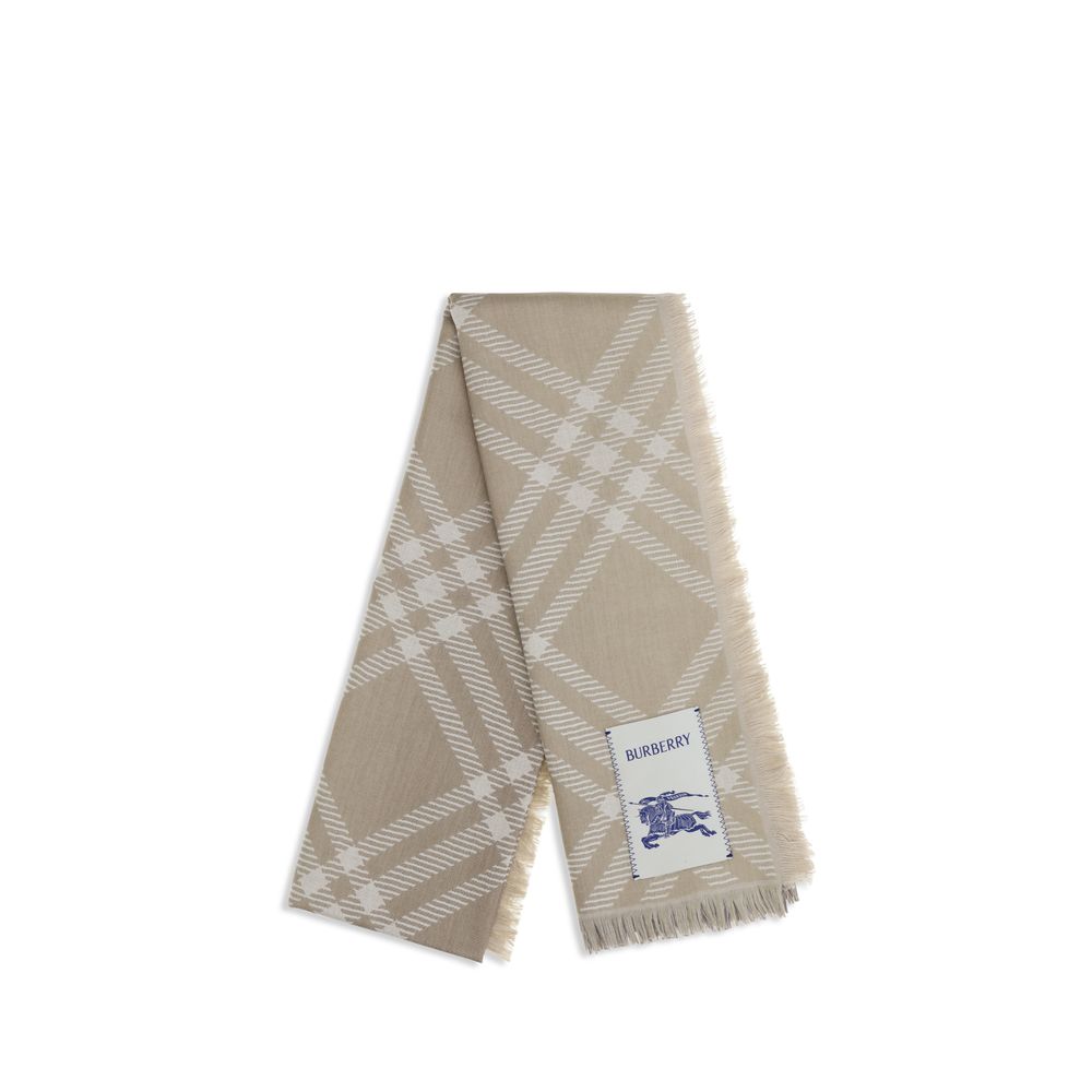 Burberry Beige Wool And Silk Scarf