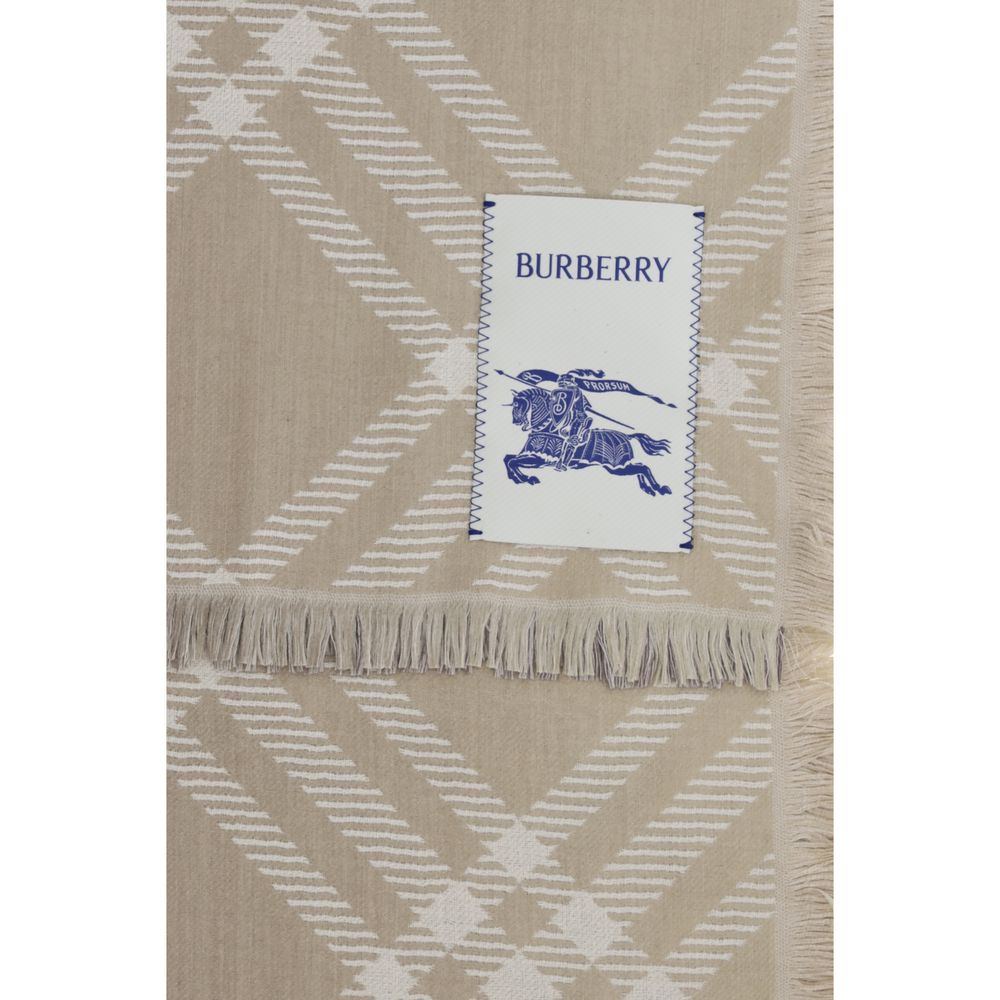 Burberry Beige Wool And Silk Scarf