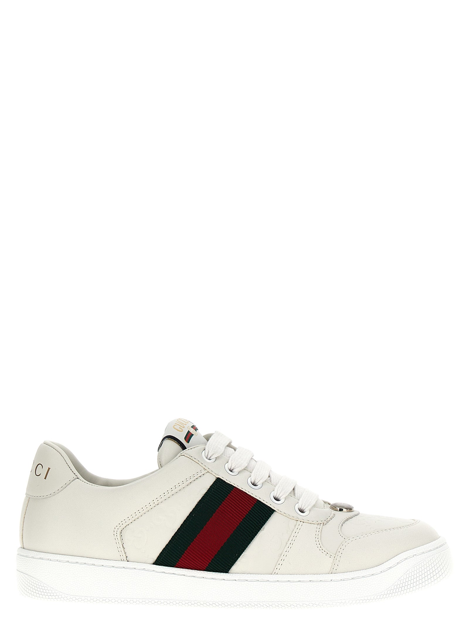 Gucci White Lamb Leather Low Top Sneakers weiss