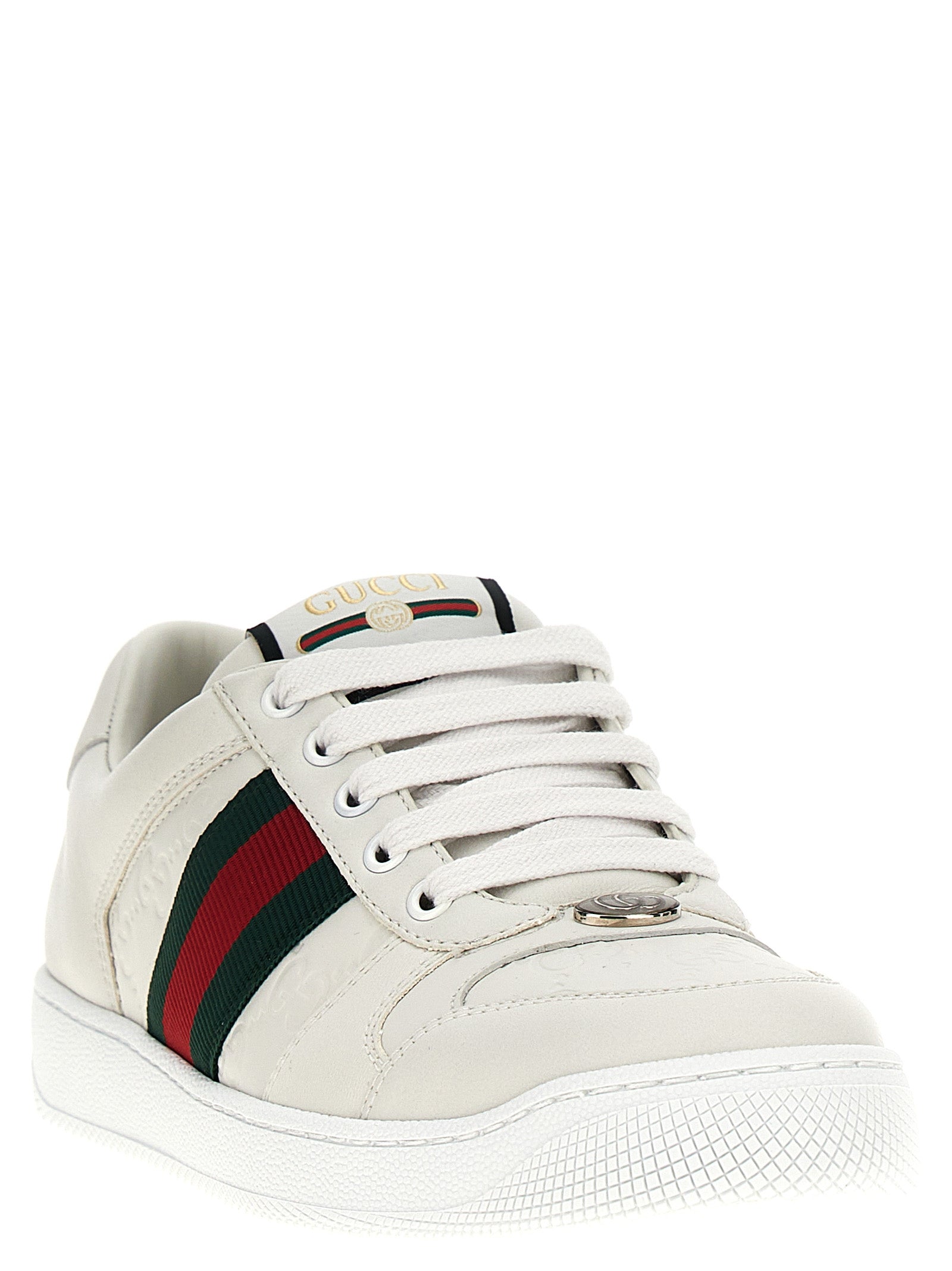 Gucci White Lamb Leather Low Top Sneakers weiss