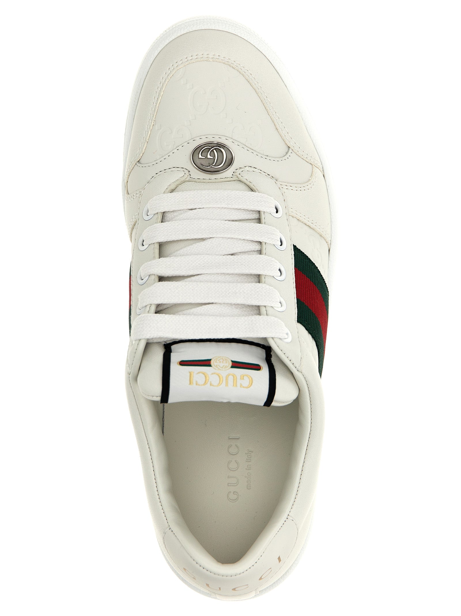 Gucci White Lamb Leather Low Top Sneakers weiss